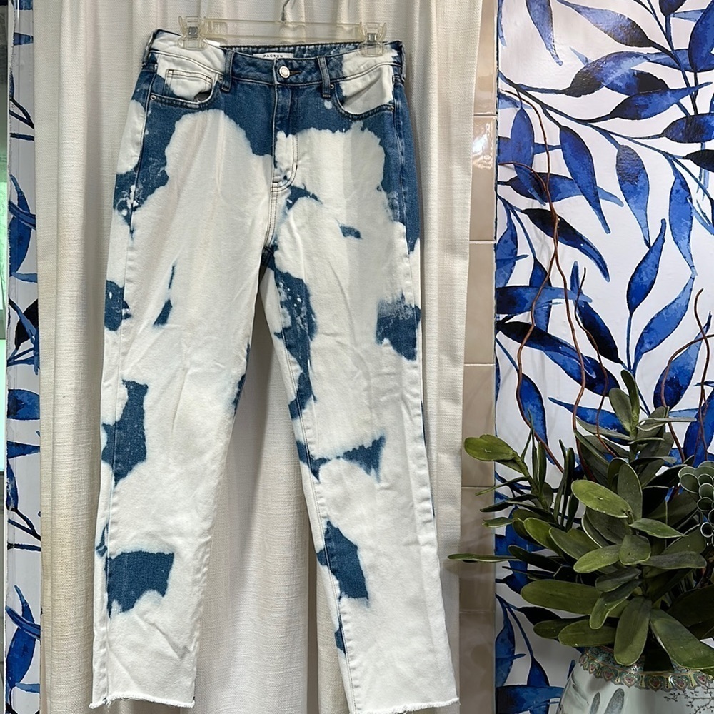 Women’s PAC Sun Mom Jeans Blue High Rise Relaxed Fit Bleach Jeans Size 27